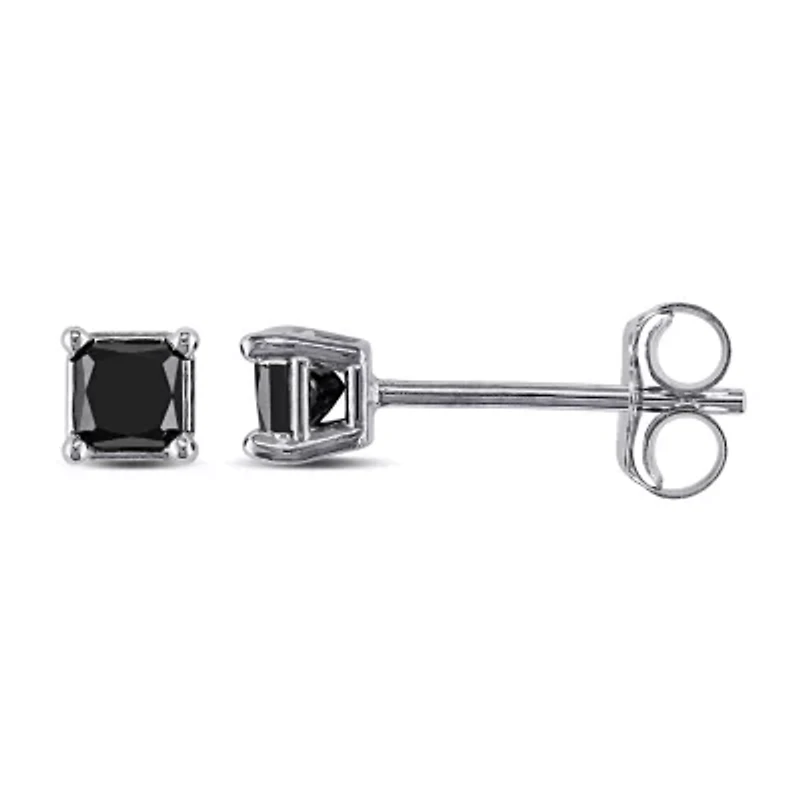 1/3 CT. T.W. Natural Black Diamond 10K White Gold 3.5mm Stud Earrings