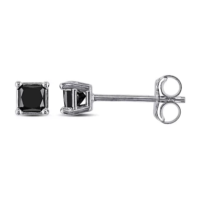 1/3 CT. T.W. Natural Black Diamond 10K White Gold 3.5mm Stud Earrings