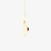 Mens 1/6 CT. T.W. Lead Glass-Filled Red Ruby 10K Gold Square 18 Inch Pendant Necklace