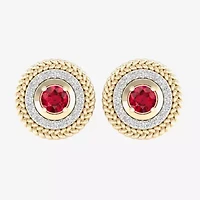 1/5 CT. Lead Glass-Filled Red Ruby 10K Gold 12.5mm Stud Earrings
