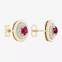 1/3 CT. T.W. Lead Glass-Filled Red Ruby 10K Gold 12.7mm Stud Earrings
