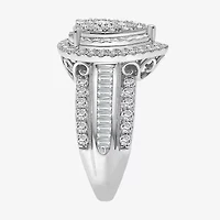 (I / I1) Womens 2 CT. T.W. Lab Grown White Diamond 10K Gold Pear Side Stone Engagement Ring