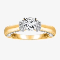 (I / I1) Womens 2 CT. T.W. Lab Grown White Diamond 10K Gold or 14K Round Side Stone Engagement Ring