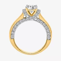 (I / I1) Womens 2 CT. T.W. Lab Grown White Diamond 10K Gold or 14K Round Side Stone Engagement Ring