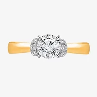 (I / I1) Womens 2 CT. T.W. Lab Grown White Diamond 10K Gold or 14K Round Side Stone Engagement Ring