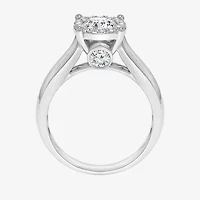 (I / I1) Womens 1 1/2 CT. T.W. Lab Grown White Diamond 10K Gold Round Halo Engagement Ring