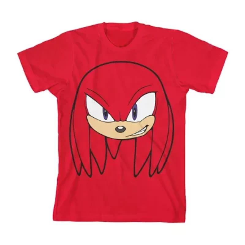 Knuckles Little & Big Kid Boys Crew Neck Short Sleeve Regular Fit Sonic the Hedgehog Graphic T-Shirt