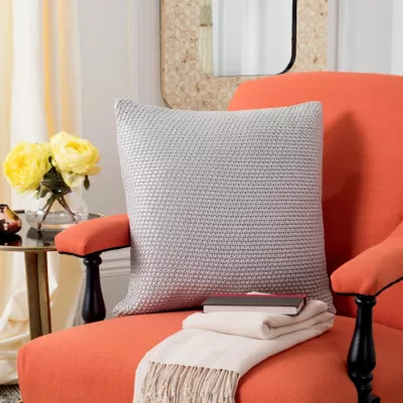 Safavieh Tickled Grey Knit Square Throw Pillow