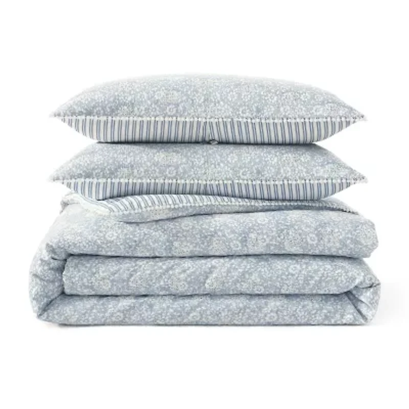 Peri Home Ikat Eyelet 3-pc. Midweight Down Alternative Comforter Set