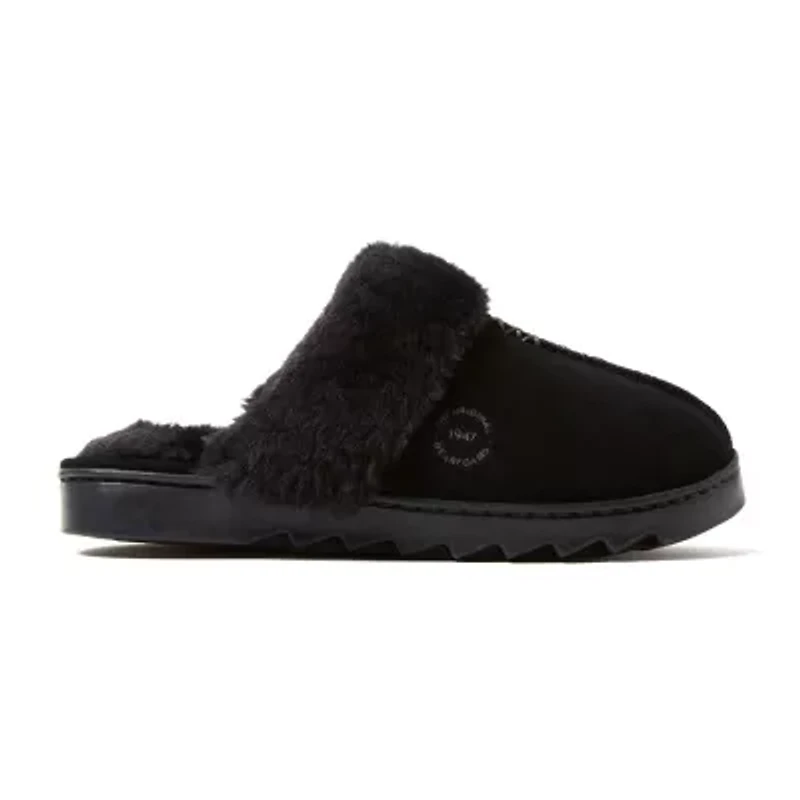 Dearfoams Helena Genuine Suede With Prayer Womens Memory Foam Slip-On Slippers