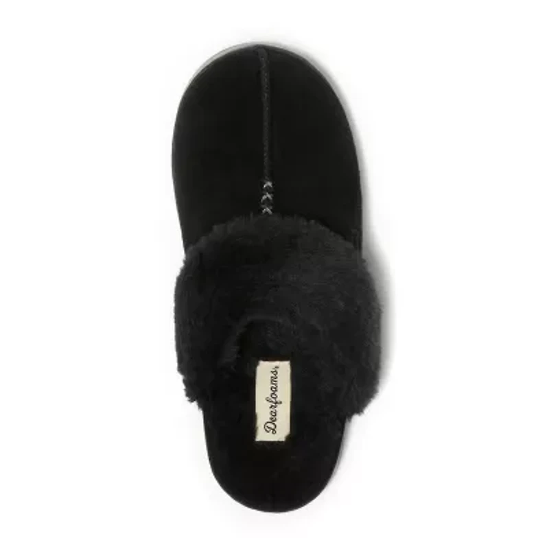 Dearfoams Helena Genuine Suede With Prayer Womens Memory Foam Slip-On Slippers