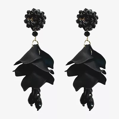 Bijoux Bar Black Petal Cascade Womens Black Drop Earrings