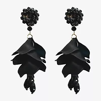 Bijoux Bar Black Petal Cascade Womens Black Drop Earrings
