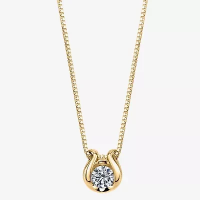 Womens 1/8 CT. Natural White Diamond 14K Gold Round 18 Inch Pendant Necklace