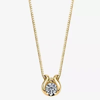 Womens 1/8 CT. Natural White Diamond 14K Gold Round 18 Inch Pendant Necklace