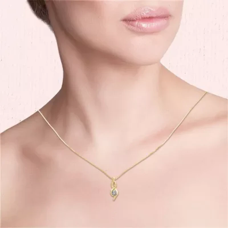 Womens 1/8 CT. Natural White Diamond 14K Gold 18 Inch Pendant Necklace