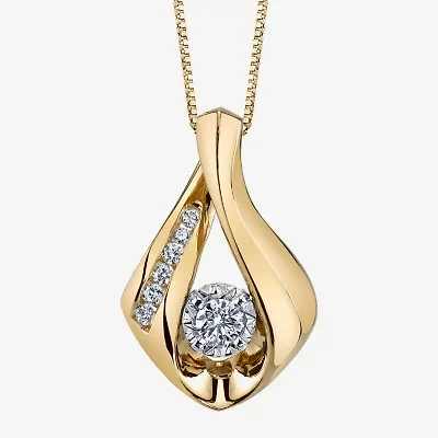 Womens 1/4 CT. T.W. Natural White Diamond 10K Gold 18 Inch Pendant Necklace