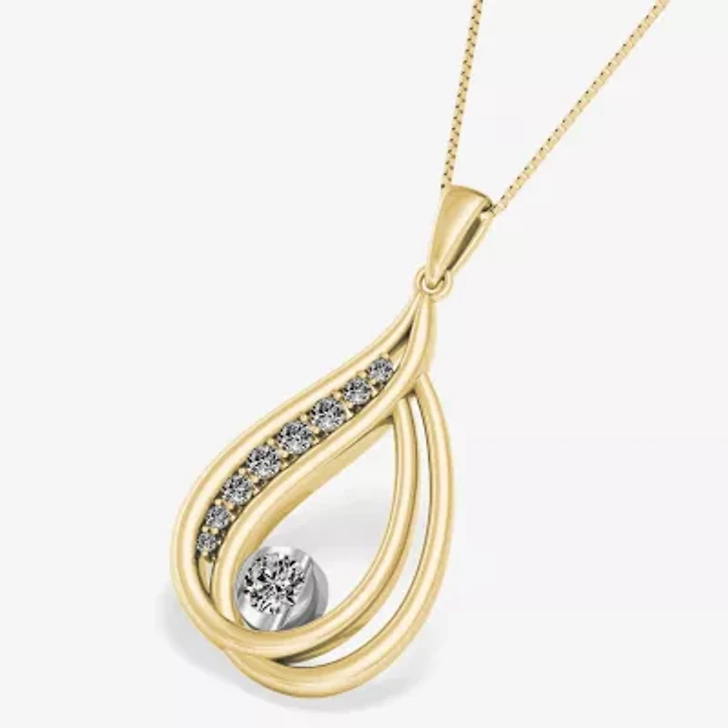 Womens 1/3 CT. T.W. Natural White Diamond 14K Gold 18 Inch Pendant Necklace