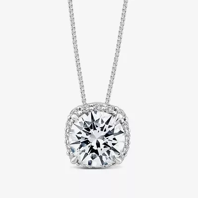 (H / Si2) Womens 1 CT. T.W. Lab Grown White Diamond 10K Gold Cushion Pendant Necklace