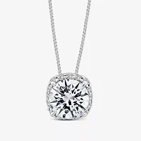 (H / Si2) Womens 1 CT. T.W. Lab Grown White Diamond 10K Gold Cushion Pendant Necklace