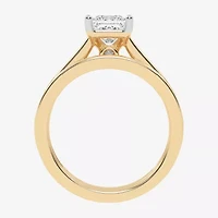 (G / Vs2-Si1) Womens 1 1/2 CT. T.W. Lab Grown White Diamond 10K Gold Side Stone Bridal Set