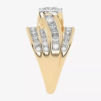 (G-H / Vs2-Si1) Womens 3 CT. T.W. Lab Grown White Diamond 10K Gold Side Stone Bypass  Engagement Ring