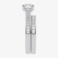 (G / Vs2-Si1) Womens 1 1/2 CT. T.W. Lab Grown White Diamond 10K Gold Round Side Stone Bridal Set