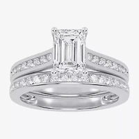 (G / Vs2-Si1) Womens 1 1/2 CT. T.W. Lab Grown White Diamond 10K Gold Side Stone Bridal Set