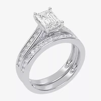 (G / Vs2-Si1) Womens 1 1/2 CT. T.W. Lab Grown White Diamond 10K Gold Side Stone Bridal Set