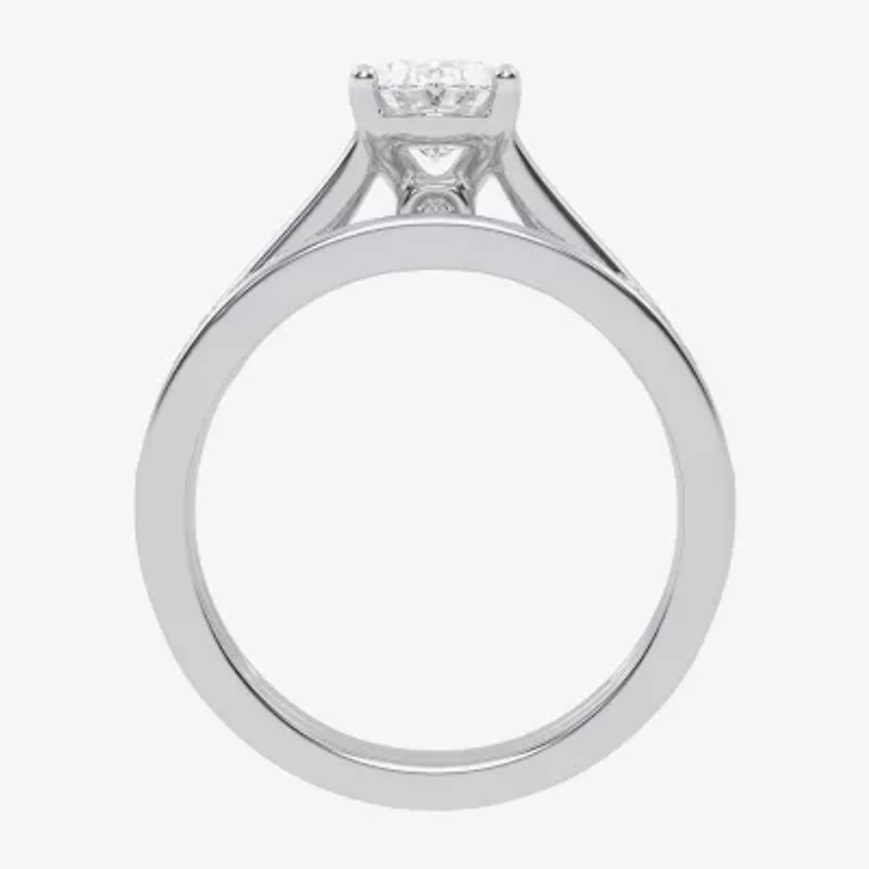 (G / Vs2-Si1) Womens 1 1/2 CT. T.W. Lab Grown White Diamond 10K Gold Oval Side Stone Bridal Set