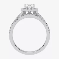 (G / Vs2-Si1) Womens 1 CT. T.W. Lab Grown White Diamond 14K Gold Pear Side Stone Halo Engagement Ring