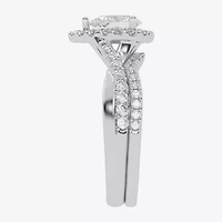 (G / Vs2-Si1) Womens 1 CT. T.W. Lab Grown White Diamond 14K Gold Pear Side Stone Halo Engagement Ring