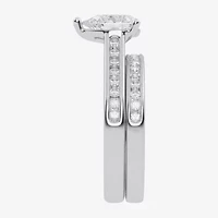 (G / Vs2-Si1) Womens 1 1/2 CT. T.W. Lab Grown White Diamond 10K Gold Pear Side Stone Bridal Set