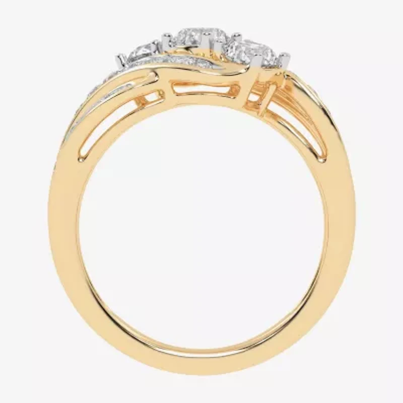 Love Lives Forever (G / Vs2-Si1) Womens 1 1/2 CT. T.W. Lab Grown White Diamond 10K Gold Side Stone 3-Stone Engagement Ring