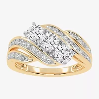 Love Lives Forever (G / Vs2-Si1) Womens 1 1/2 CT. T.W. Lab Grown White Diamond 10K Gold Side Stone 3-Stone Engagement Ring
