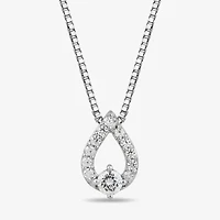 (I1-I2/ H) Womens 1/6 CT. T.W. Lab Grown White Diamond Sterling Silver Pear 18 Inch Pendant Necklace