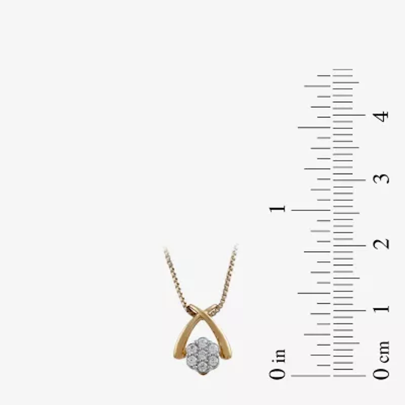 Diamond Blossom Womens 1/10 CT. T.W. Lab Grown White Diamond 14K Gold Over Silver Flower 18 Inch Pendant Necklace