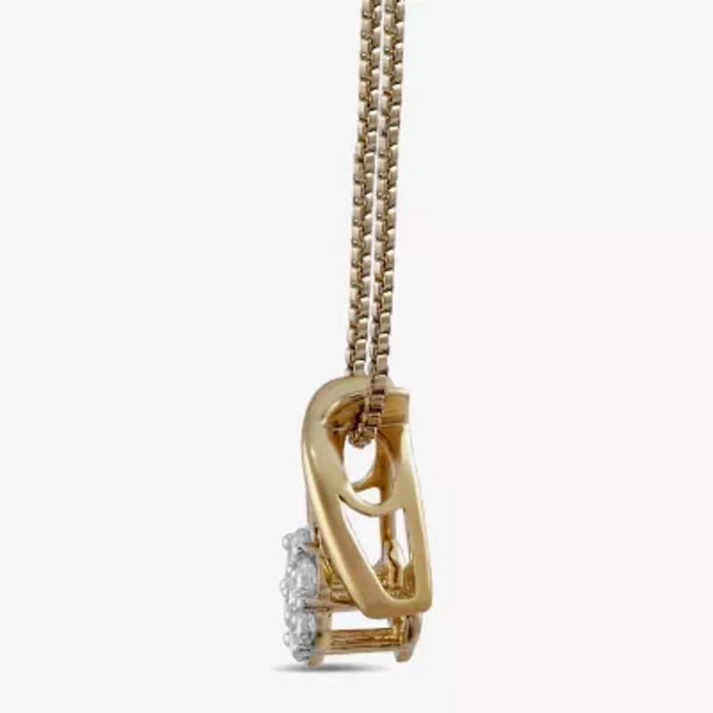 Diamond Blossom Womens 1/10 CT. T.W. Lab Grown White Diamond 14K Gold Over Silver Flower 18 Inch Pendant Necklace