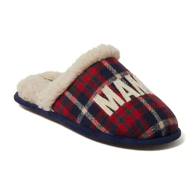 Dearfoams Mama Bear Plaid Scuff Womens Memory Foam Slip-On Slippers