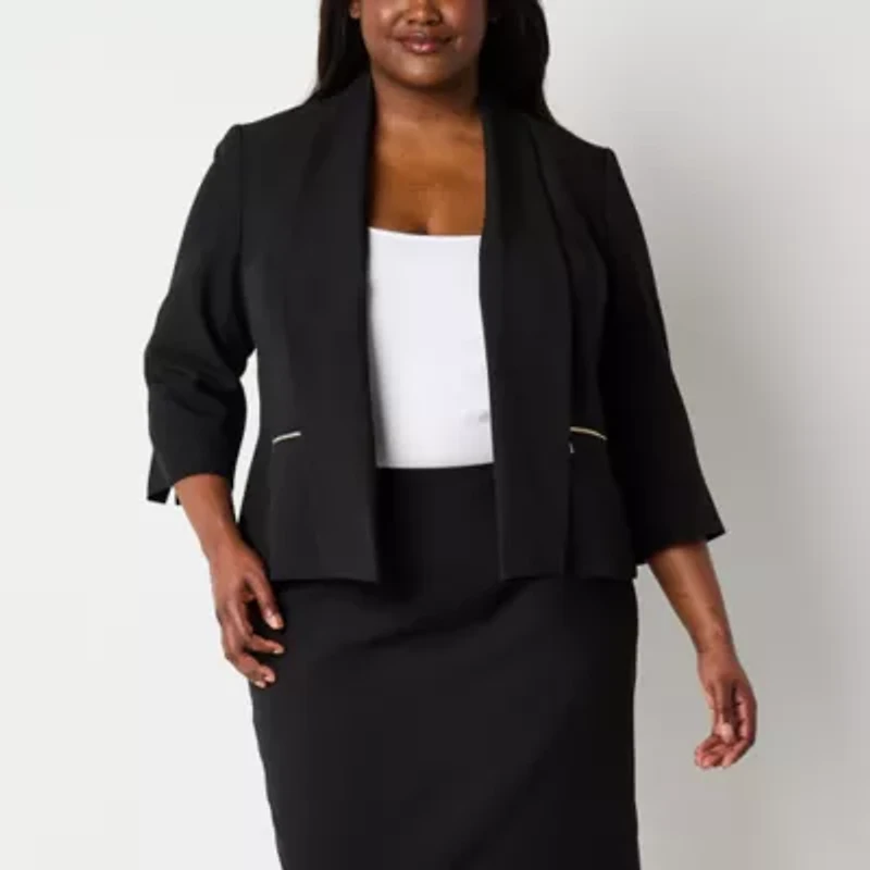 Black Label by Evan-Picone Womens Plus Classic Fit Suit Jacket