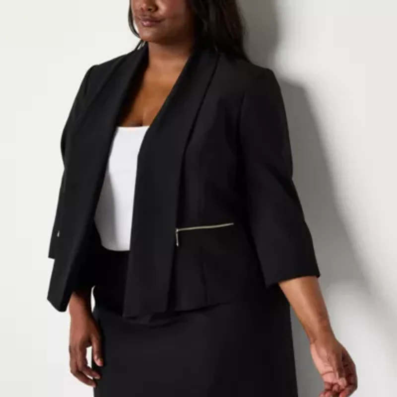 Black Label by Evan-Picone Womens Plus Classic Fit Suit Jacket