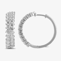 Womens 2 CT. T.W. Lab Grown White Diamond Sterling Silver 20.4mm Hoop Earrings