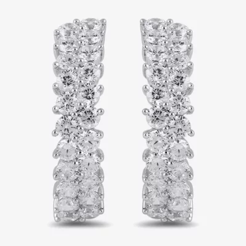 Womens 2 CT. T.W. Lab Grown White Diamond Sterling Silver 20.4mm Hoop Earrings