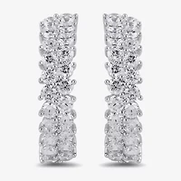 Womens 2 CT. T.W. Lab Grown White Diamond Sterling Silver 20.4mm Hoop Earrings