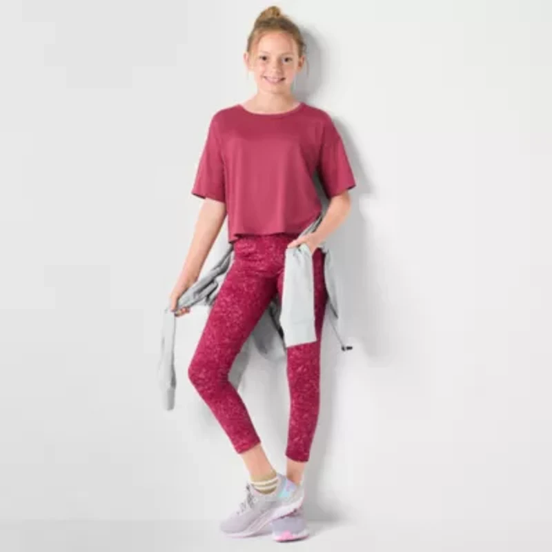 Xersion Little & Big Kid Girls Crew Neck Short Sleeve Active T-Shirt