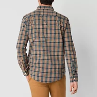 St. John's Bay Stretch Poplin Mens Long Sleeve Classic Fit Button-Down Shirt