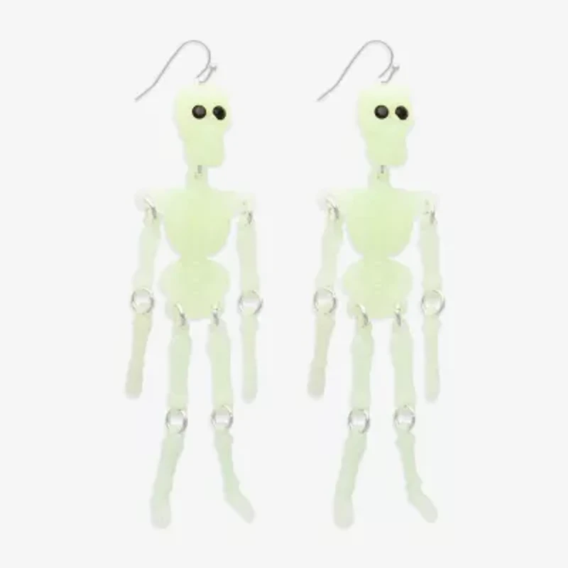 Mixit Halloween Glow Skeleton Womens Drop Earrings
