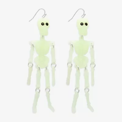 Mixit Halloween Glow Skeleton Womens Drop Earrings