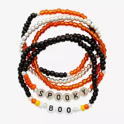 Mixit Halloween Spooky Womens 5-pc. Black Glass Bracelet Set