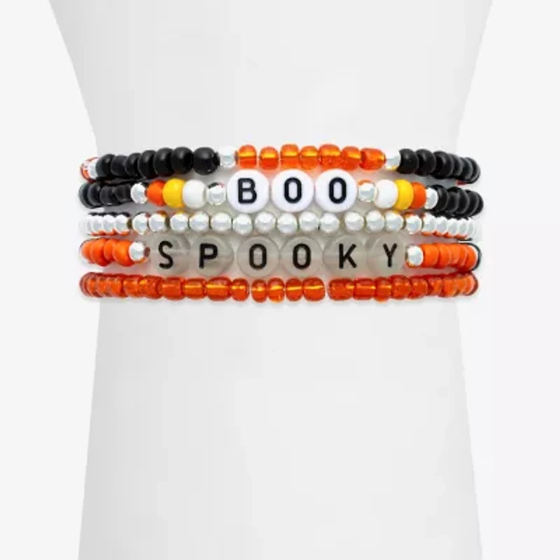 Mixit Halloween Spooky Womens 5-pc. Black Glass Bracelet Set